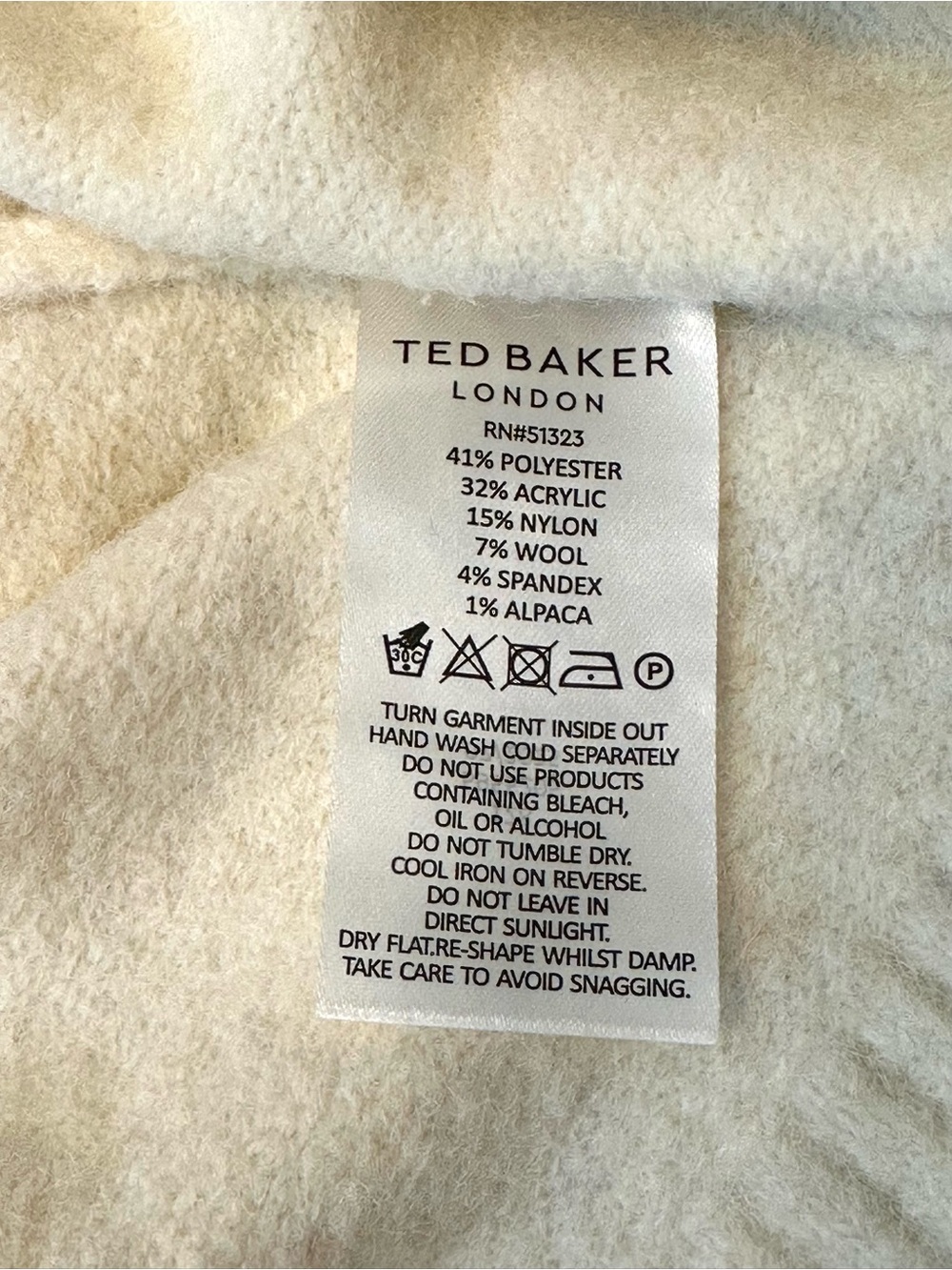 Ted Baker London Floral Sweater NWT Vanilla Ice Alpaca Blend Large MSRP $175 - Picture 6 of 13